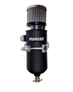 Moroso Breather Tank 3-1/8" Diameter 12 AN Male Fitting Black Powder Coat