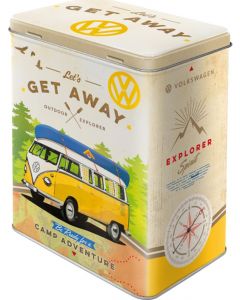 Nostalgic-Art Licensed Tin Box Large VW Bulli Let's Get Away Yellow 14x20cm 3L
