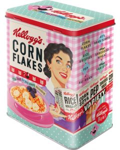Nostalgic-Art Licensed Tin Box Large Kellogg's Happy Hostess Corn Flakes 3L