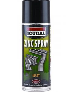 Soudal High Quality Zinc Spray Matt 98% Acrylic Grey 400ml