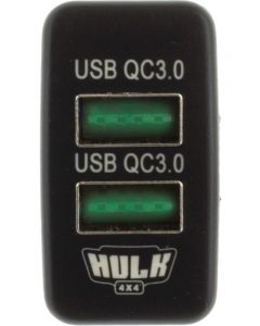 Hulk 4X4 Dual Usb Socket Qc3 Oe Rpl For Early Toyota Green Led 40x22mm