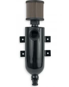 Earls Oil Breather Tank Aluminum Black Anodized Single -12 AN ORB