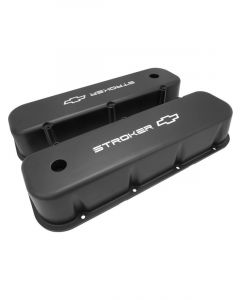 Proflow Valve Covers Tall Cast Black Stroker Bowtie Logo Pair