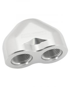 Aeroflow Billet 3 Port ORB U-Block Silver 2 x -12 ORB 1 x -16 ORB