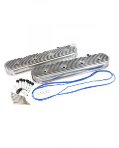 Aeroflow Retro Finned Valve Cover Set Polished For GM LS Series