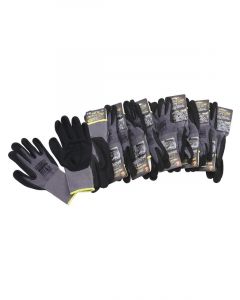 Aeroflow Medium Mechanic Gloves Twelve Pair Black Nitrile Foam