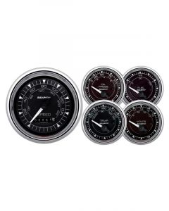 Autometer Chrono Chrome 5-Piece Gauge Kit 3-3/8" 160 mph Electric Speedo