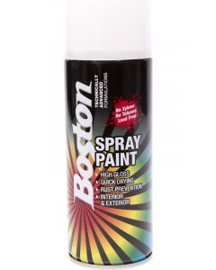 Boston High Gloss Quick Drying Aerosol Spray Paint Satin White 250g