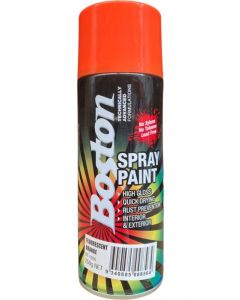 Boston High Gloss Quick Drying Aerosol Spray Paint Fluoro Orange 250g