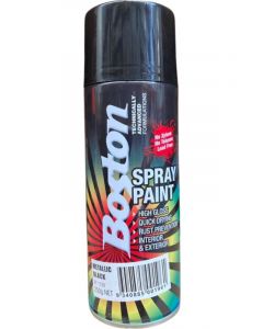 Boston High Gloss Quick Drying Aerosol Spray Paint Metallic Black 250g