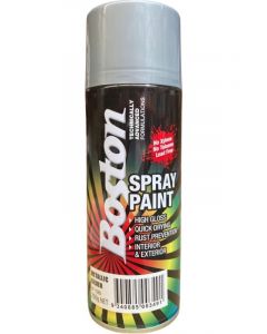 Boston High Gloss Quick Drying Aerosol Spray Paint Metallic Silver 250g