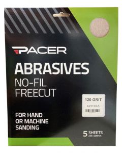 Pacer No-Fil Freecut Long Lasting Abrasive Sheet 120 Grit 5 Pack