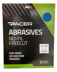 Pacer No-Fil Freecut Long Lasting Abrasive Sheet 180 Grit 5 Pack