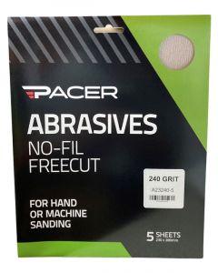 Pacer No-Fil Freecut Long Lasting Abrasive Sheet 240 Grit 5 Pack