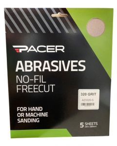 Pacer No-Fil Freecut Long Lasting Abrasive Sheet 320 Grit 5 Pack