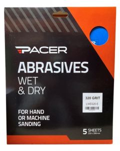 Pacer Wet & Dry Long Lasting Abrasive Sheet 320 Grit 5 Pack