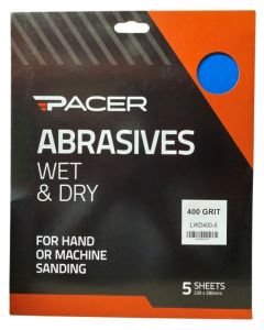Pacer Wet & Dry Long Lasting Abrasive Sheet 400 Grit 5 Pack