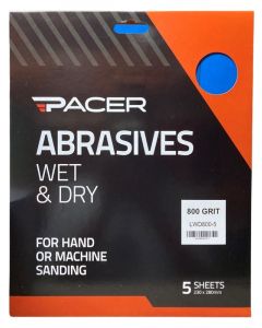 Pacer Wet & Dry Long Lasting Abrasive Sheet 800 Grit 5 Pack