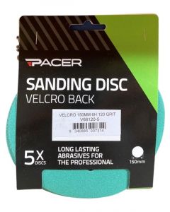 Pacer Sticki-Rip Abrasive Sheet Disc 150mm 6H 120 Grit 5 Pack