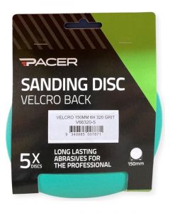 Pacer Sticki-Rip Abrasive Sheet Disc 150mm 6H 320 Grit 5 Pack