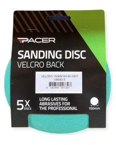 Pacer Sticki-Rip Abrasive Sheet Disc 150mm 6H 80 Grit 5 Pack