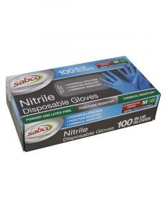 Sabco Blue Nitrile Disposable Gloves Medium Box 100