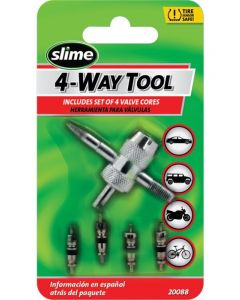 Slime 4-Way Valve Tool Set 4 Valve Cores