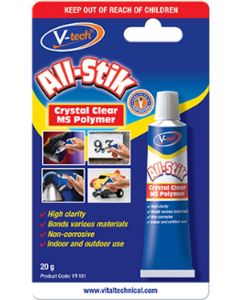 V-Tech All Stik Clear Sealant Crystal Clear MS Polymer 20g