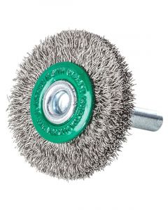Lessmann Wheel Brush 6mm Shank 40x12mm Steel Wire ROF Crimped 0.20mm