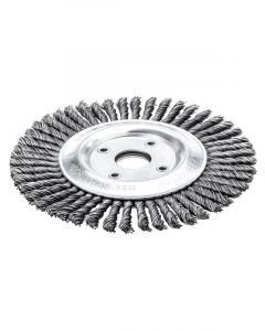 Lessmann Knot Wheel Brush 115x6mm 32 Z Steel Wire STH Bore 22.2mm