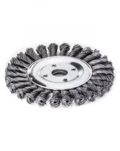 Lessmann Knot Wheel Brush 150x14mm 26 Braids Steel Wire STH Straight