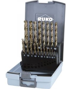 Ruko Twist Drill Set DIN 338 Type VA HSSE-Co 5 In Plastic Case 19 Pc