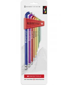 PB Swiss Rainbow 9pc Metric Long Ball End Hex Key Set