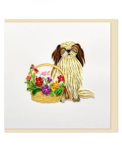 Boyle Quilled Greeting Card Puppy Dog with Flower Basket 15x15cm