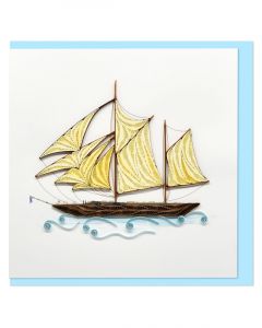 Boyle Quilled Greeting Card Sailing Ship 15x15cm