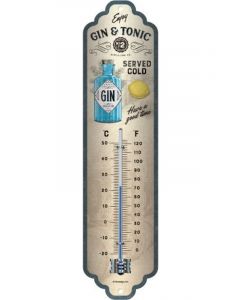 Nostalgic-Art Thermometer Gin and Tonic Served Cold 28x6.5x2cm