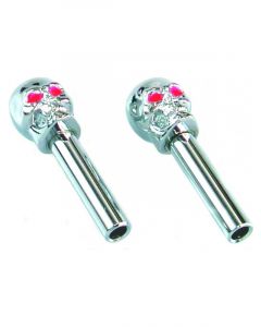 TFI Racing Door Lock Knobs Chrome Skulls Red Eye Pack 2 Fits Holden/Ford