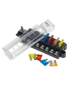 Jaylec 8 Way Fuse Box w/Transparent Cover & Fuses Bussed 12-24V