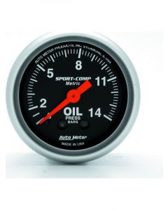 Auto Meter 2-1/16" Oil Pressure, 0-14 Kg/CM2, Mechanical, Sport-Comp