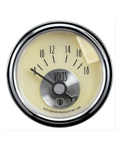 Auto Meter 2-1/16" Voltmeter, 8-18V, Air-Core, Prestige Antique Ivory