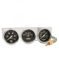 Auto Meter Gauge Console OILP/WTMP/Amp 2-5/8", 100PSI/280°F/60A Black Dial