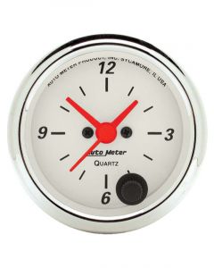 Auto Meter 2-1/16" Clock, 12 Hour Quartz Arctic White