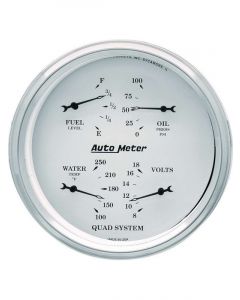 Auto Meter 2 PC Gauge Kit 5" Quad & Speedo, Electric, Old Tyme White