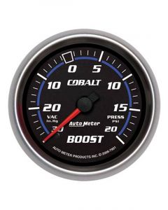 Auto Meter 2-5/8" Boost/Vacuum, 30 In HG/20 PSI, Mechanical, Cobalt