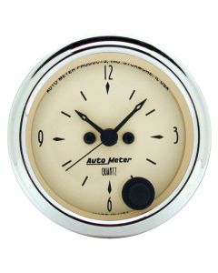 Auto Meter 2-1/16" Clock, 12 Hour, Antique Beige
