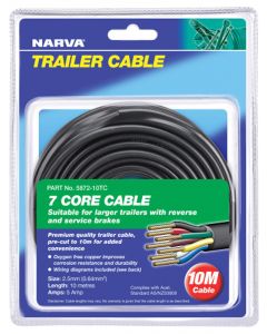 Narva 5A 2.5mm 7 Core Trailer Cable 10M Black; R; G; Y; B; W; Brown