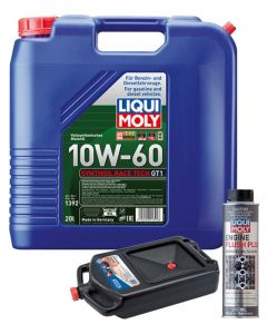 LIQUI MOLY Synthoil Race Tech GT1 10W-60 20L Silver Service Kit + 8L Drip Tray