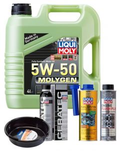 LIQUI MOLY Molygen New Generation 5W-50 4L Platinum Service Kit + 6L Drip Tray