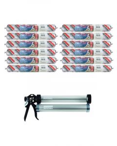 Soudal SMX 20 Plus Hybrid Polymer Flooring Adhesive Light Brown 600ml 12 Pack + Gun Kit