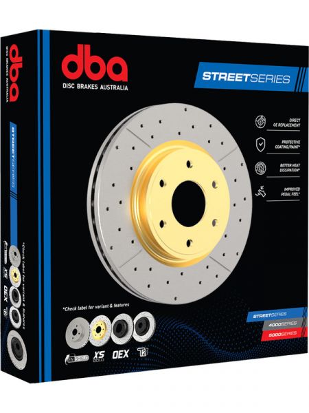 Buy DBA Cross-Drilled Slotted Disc Brake Rotor (Single) Gold 287mm ...